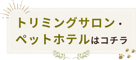 トリミングサロン・ペットホテルはコチラ